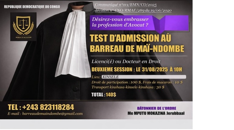 TEST ADMISSION | BARREAU | MAÏ-NDOMBE