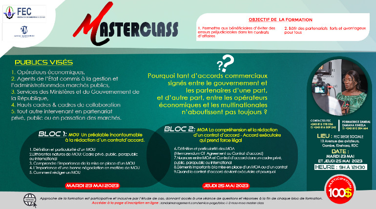 MASTERCLASS : COMPRENDRE, NÉGOCIER ET RÉDIGER UN MOU & MOA